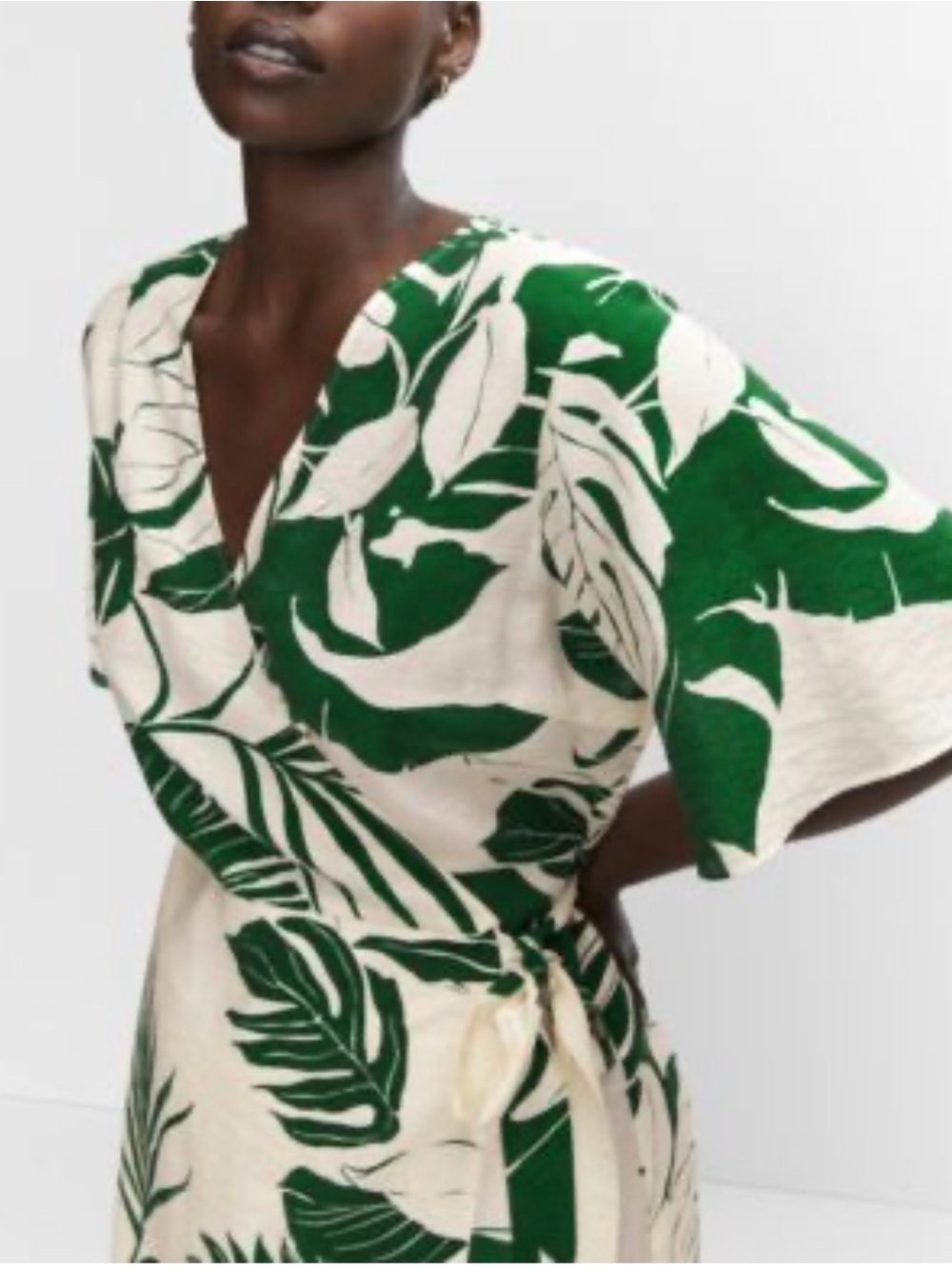 Mango Green and Cream Botanical Print Top